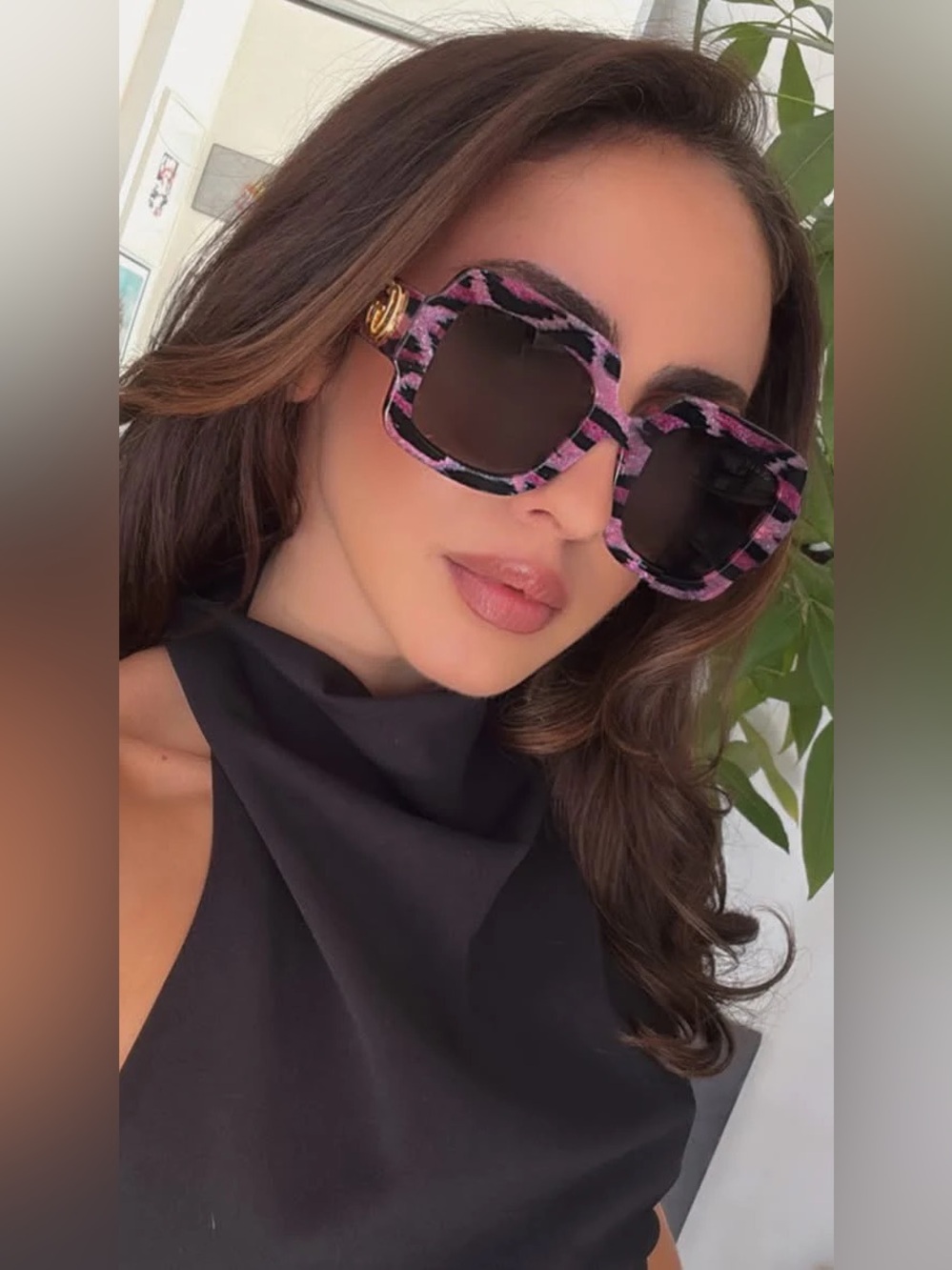 Gucci Pink Glitter Leopard 🐆 Square Sunglasses - Picture 8 of 10